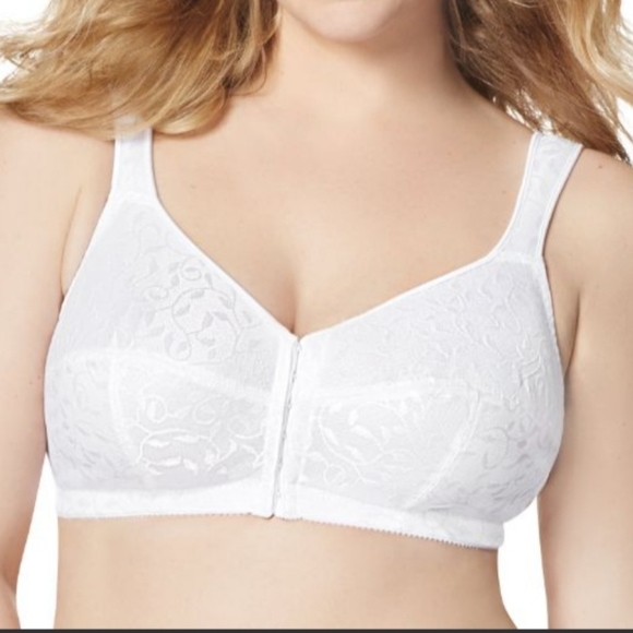 Just My Size 1107 Front Close Wirefree Bra (White 44B) - Picture 1 of 8